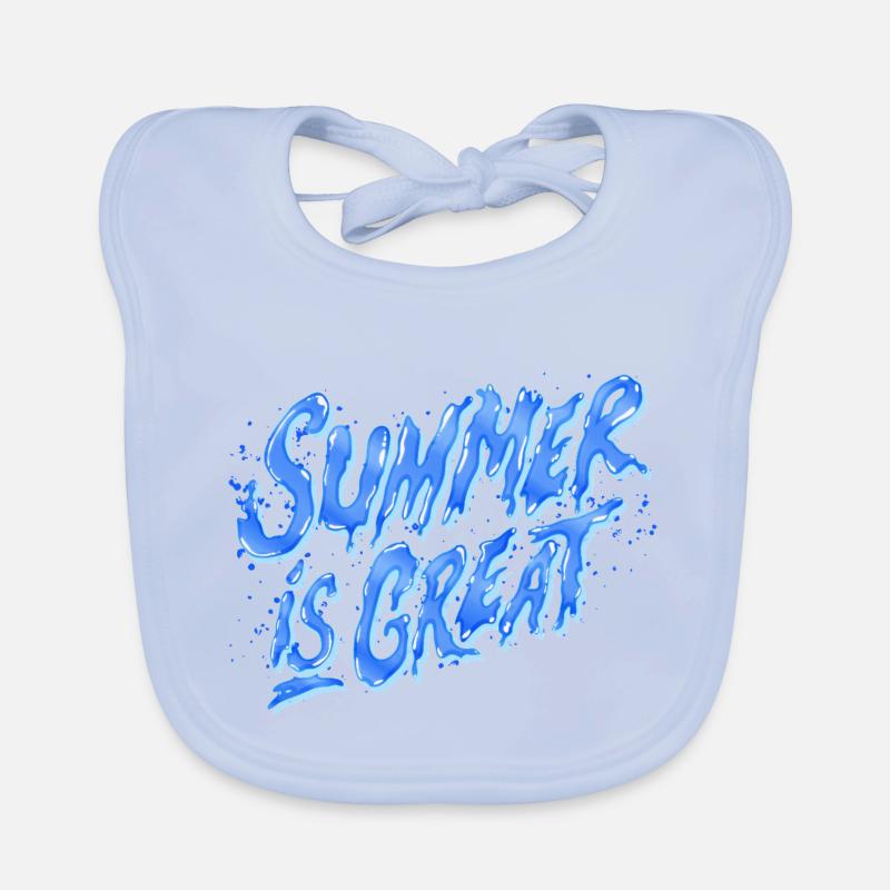 Summer is Great (lettres, bleu) Bavoir bio Bébé