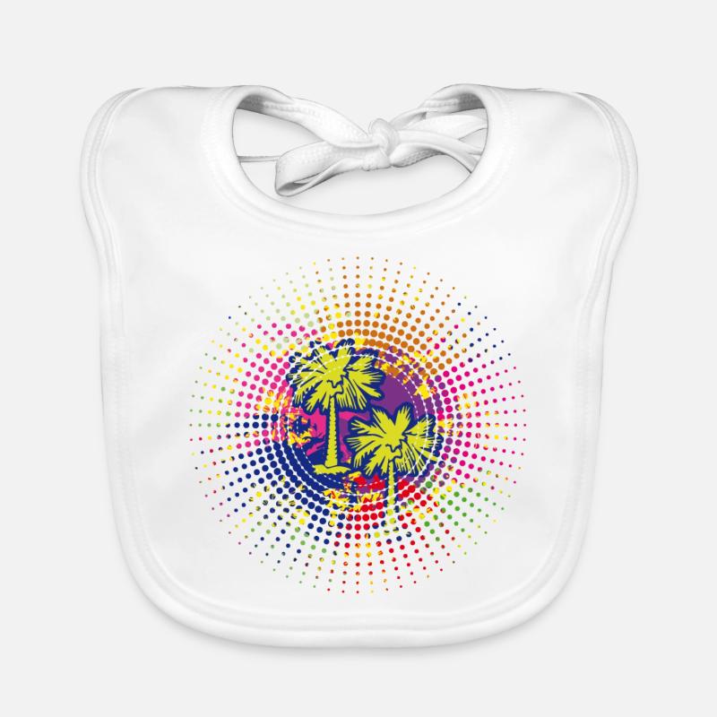 | palm trees in a grid circle Holidays | Beach Organic Baby Bibs
