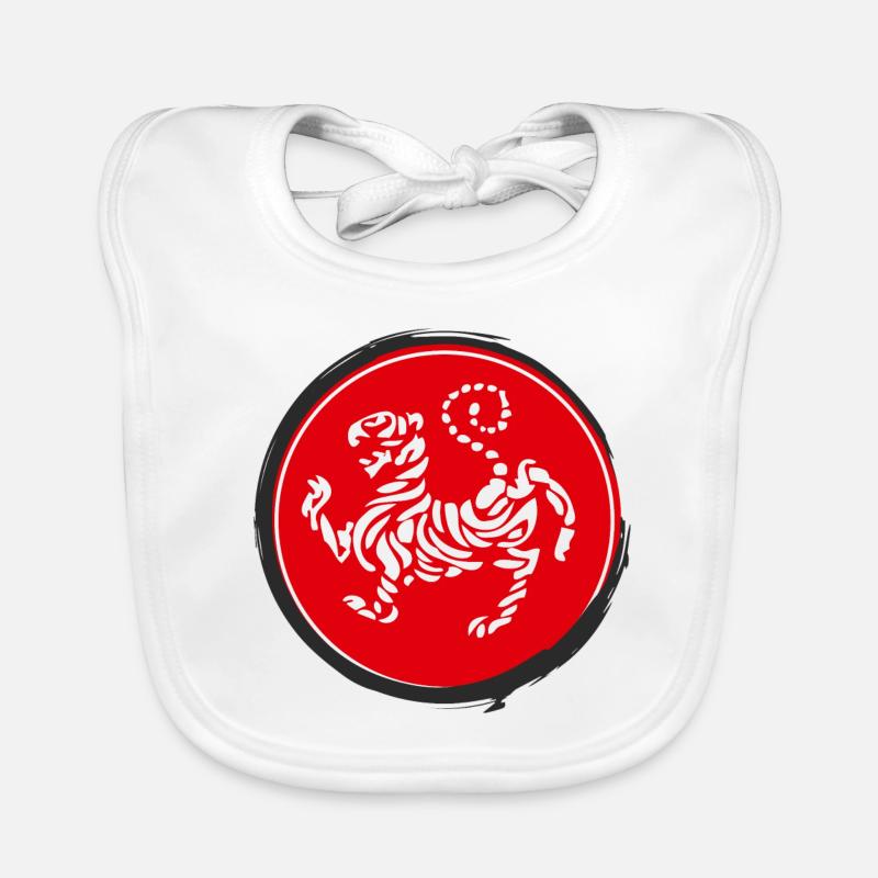 Logo mit Karate Tiger - Baby Bio-Lätzchen - Weiß