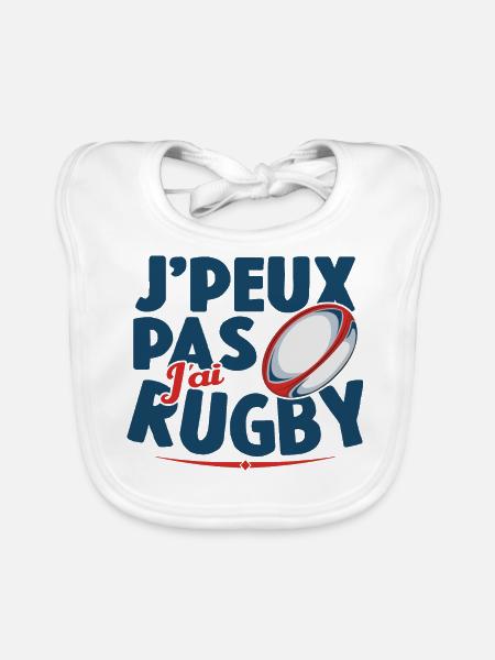 Je Peux Pas J'ai Rugby Cadeau Amoureux De Rugby - Bavoir bio Bébé - blanc - Devant