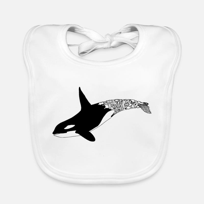 Whale and plastic Organic Baby Bibs