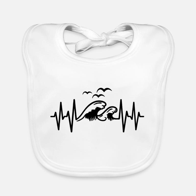 Waves Coasts Heartbeat Sea Organic Baby Bibs
