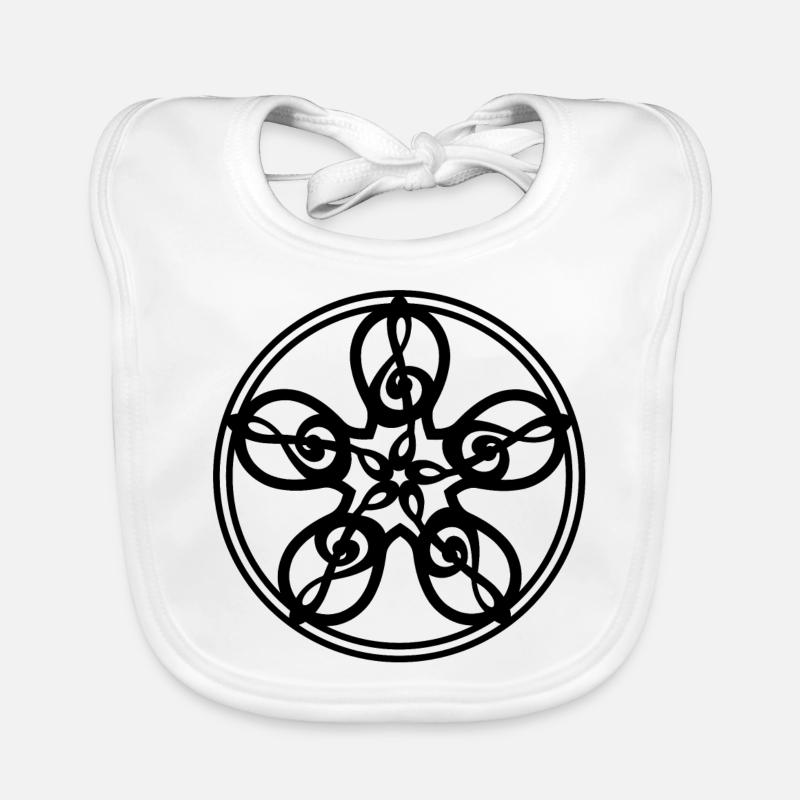 Treble Clef Mandala (black) Organic Baby Bibs