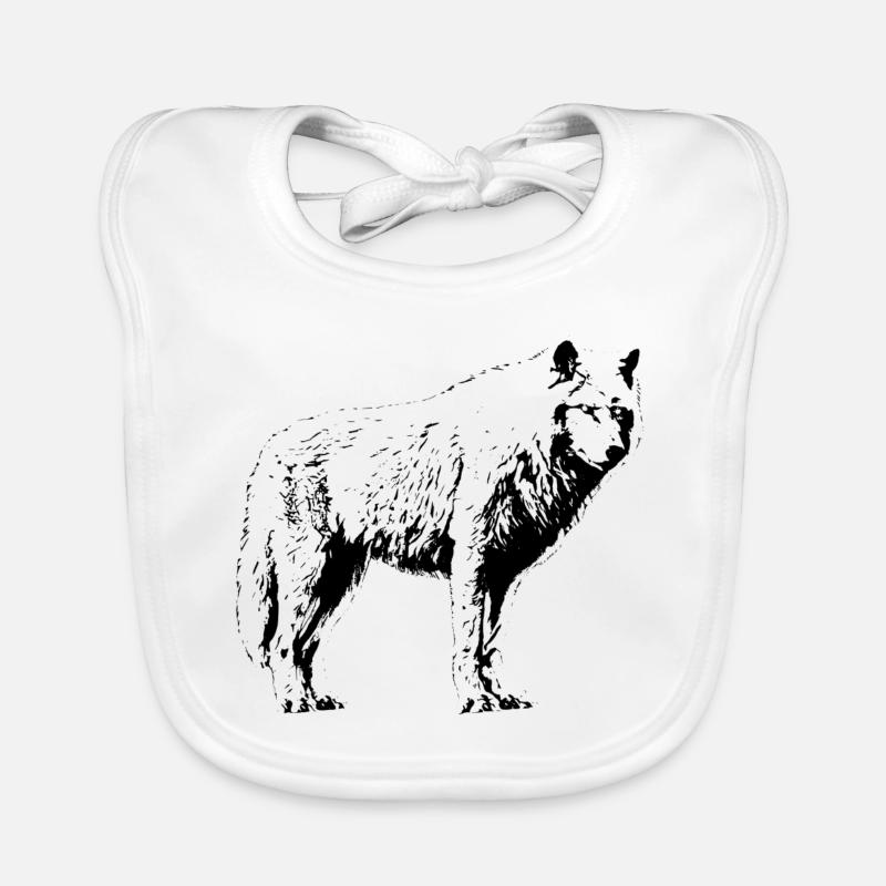Wolf - Baby Bio-Lätzchen - Weiß