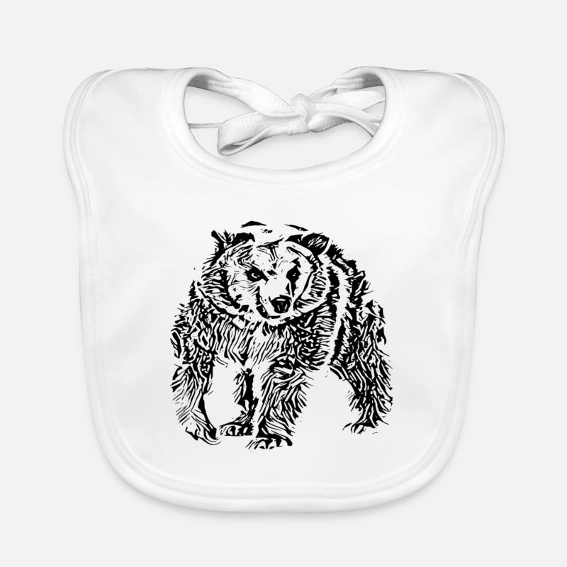 Ours - Bavoir bio Bébé - blanc