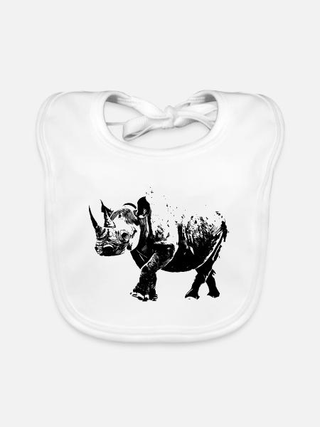 Nashorn - Baby Bio-Lätzchen - Weiß