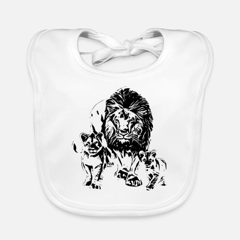 Les lions - Bavoir bio Bébé - blanc