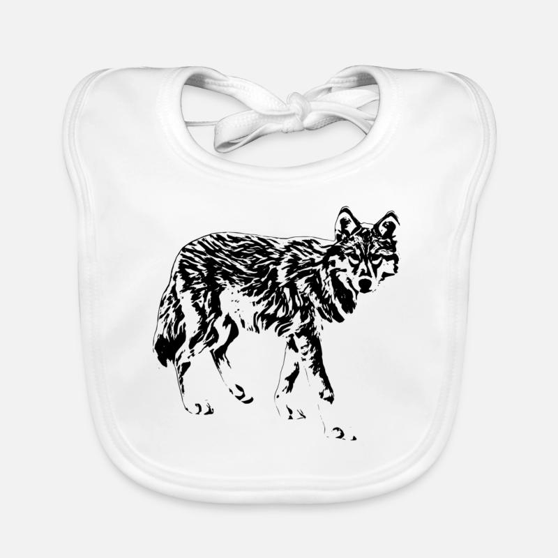 loup - Bavoir bio Bébé - blanc