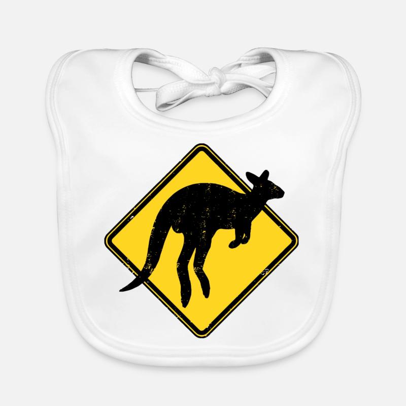 Kangaroo Australia Warning Kangaroo Crossing Organic Baby Bibs