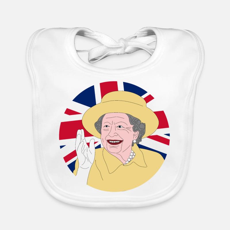 Queen Elizabeth II with British flag Organic Baby Bibs