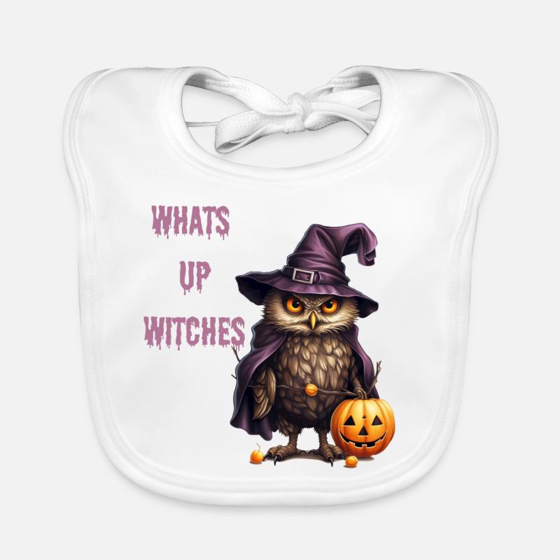 Gothic Whimsy: Owl, Pumpkin, Witch Hat Organic Baby Bibs