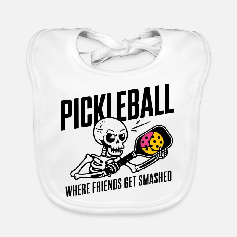 Pickleball Where Friends Get Smashed Cool Skeleton Bavoir bio Bébé