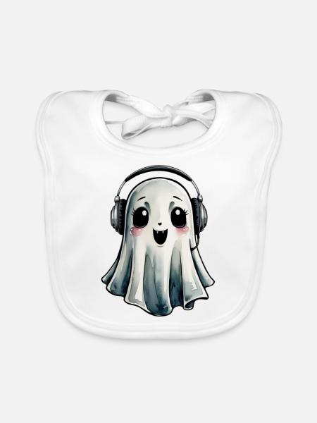 Cute Vampire Ghost - Organic Baby Bibs - white - Front