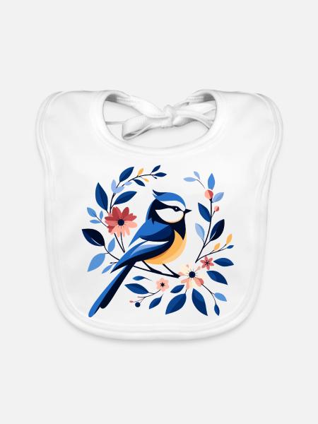 Blue - Organic Baby Bibs - white - Front