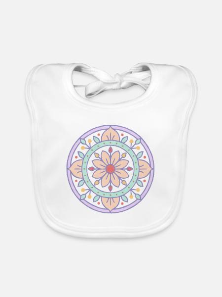 Mandala with risograph effect - Organic Baby Bibs - white - Front