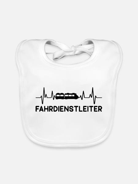 Fahrdienstleiter Zug Eisenbahn Herzschlag - Baby Bio-Lätzchen - Weiß - Vorne