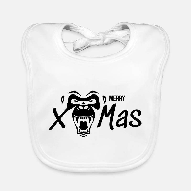Merry Xmas Gorilla Monkey Gift Organic Baby Bibs