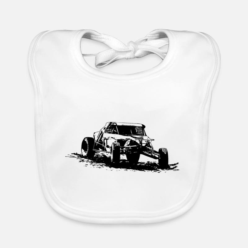 Autocross - Buggy - 4x4 - Offroad - Bavoir bio Bébé - blanc