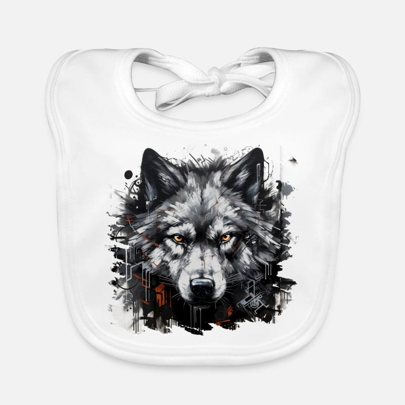 Lone Wolf. Urban hunter in graffiti style. Organic Baby Bibs