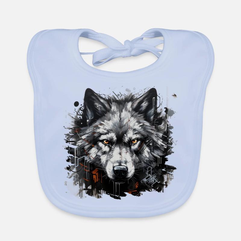 Lone Wolf. Urban hunter in graffiti style. Organic Baby Bibs