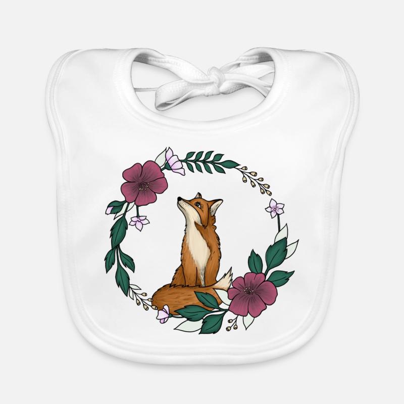 Fox and flowers Organic Baby Bibs
