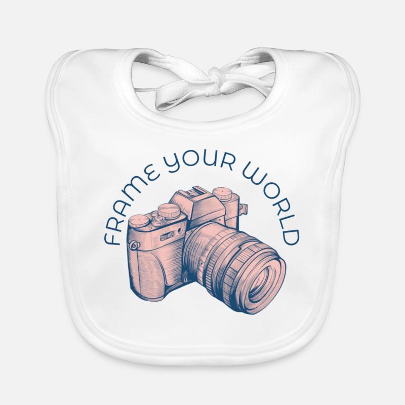 Un dessin de caméra rose - Logo Bavoir bio Bébé