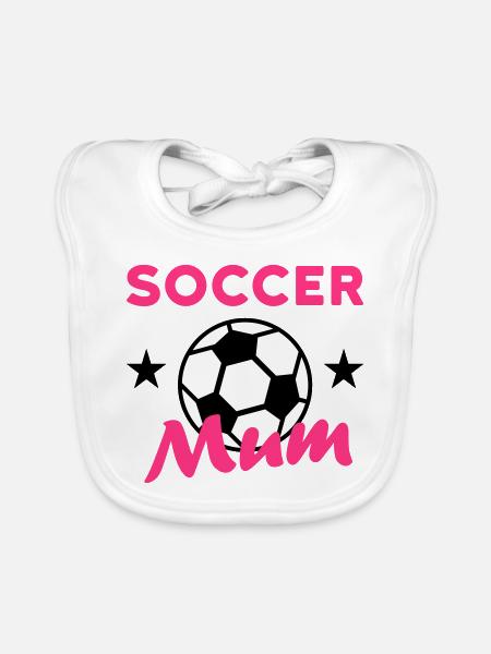 Soccer mum (stars, football) - Bavoir bio Bébé - blanc - Devant