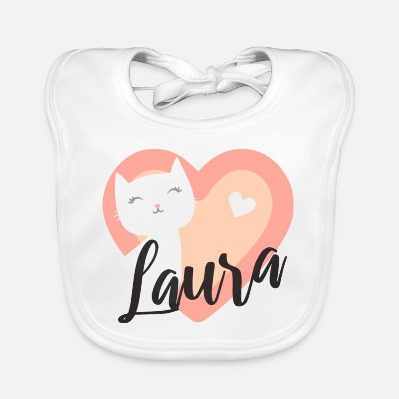 Laura Nom Prénom Chaton Bavoir bio Bébé