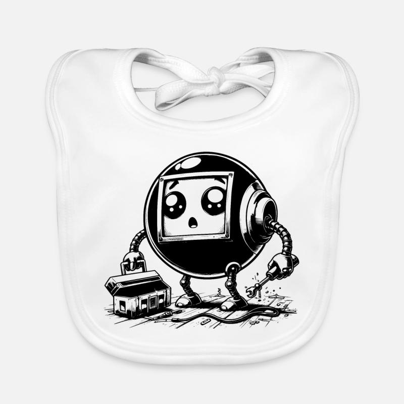 Flippo the Robot - Fun Comic Tea for Kids Organic Baby Bibs