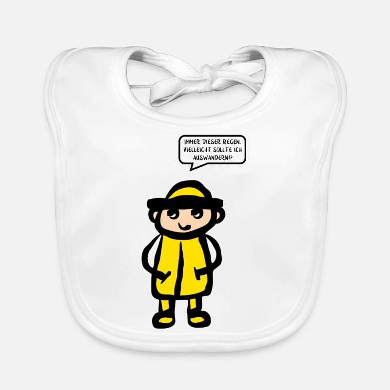 Stick Figure émigration de pluie météo - Bavoir bio Bébé - blanc