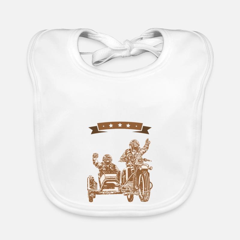 J'adore cadeau moto sidecar J'adore - Bavoir bio Bébé - blanc