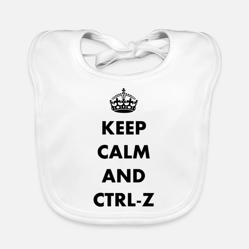 Keep Calm and ctrl-z - Bavoir bio Bébé - blanc