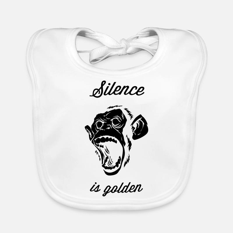Silence is golden, Affe, Chimpanse, Brüllaffe,Chef Baby Bio-Lätzchen
