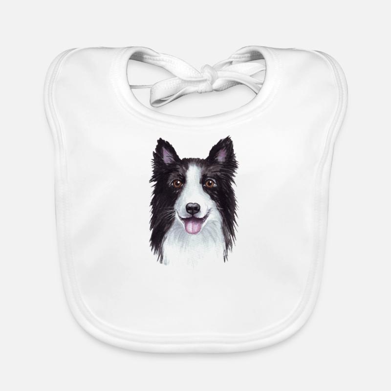 Border Collie - Bavoir bio Bébé - blanc