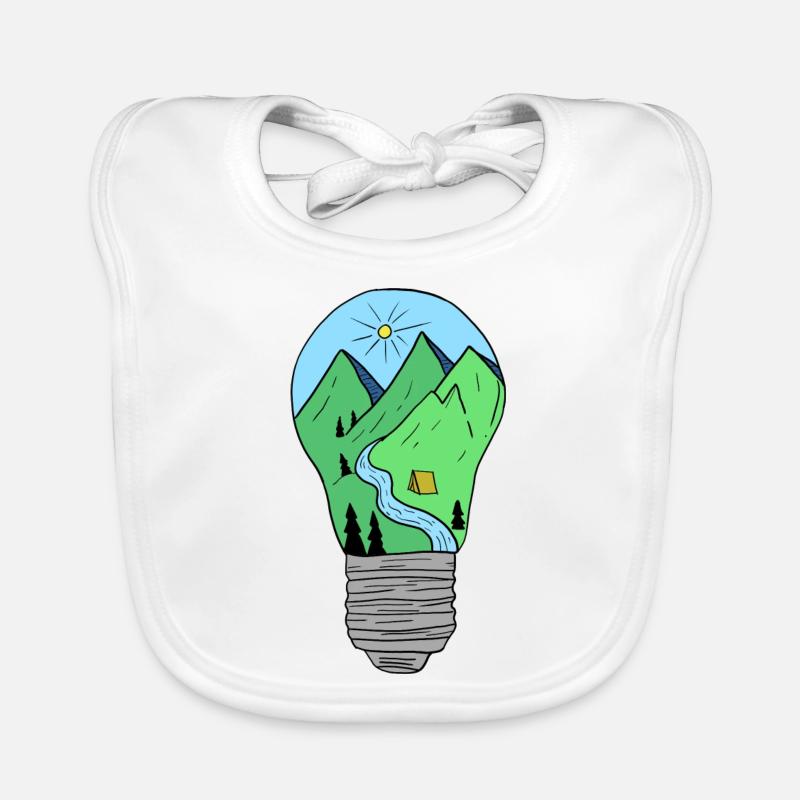 Mountains in a light bulb creatively hand-drawn Organic Baby Bibs