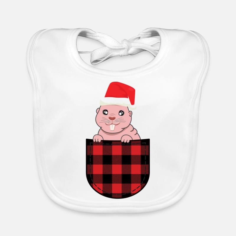 Christmas Nude Mole Christmas Cap Rodent Organic Baby Bibs
