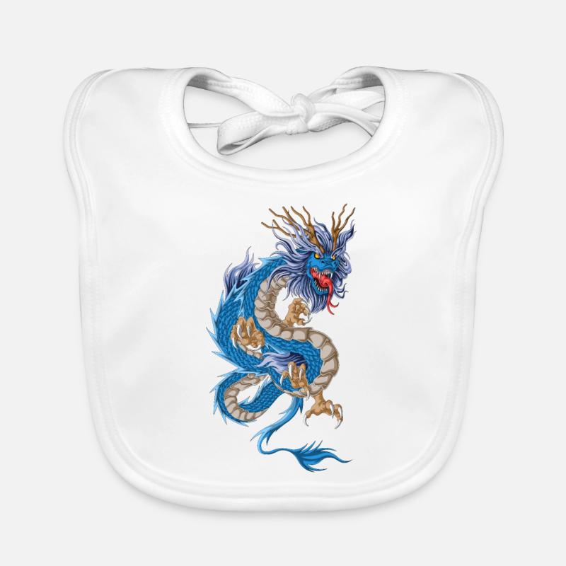 Blauer Drache asiatisch Baby Bio-Lätzchen