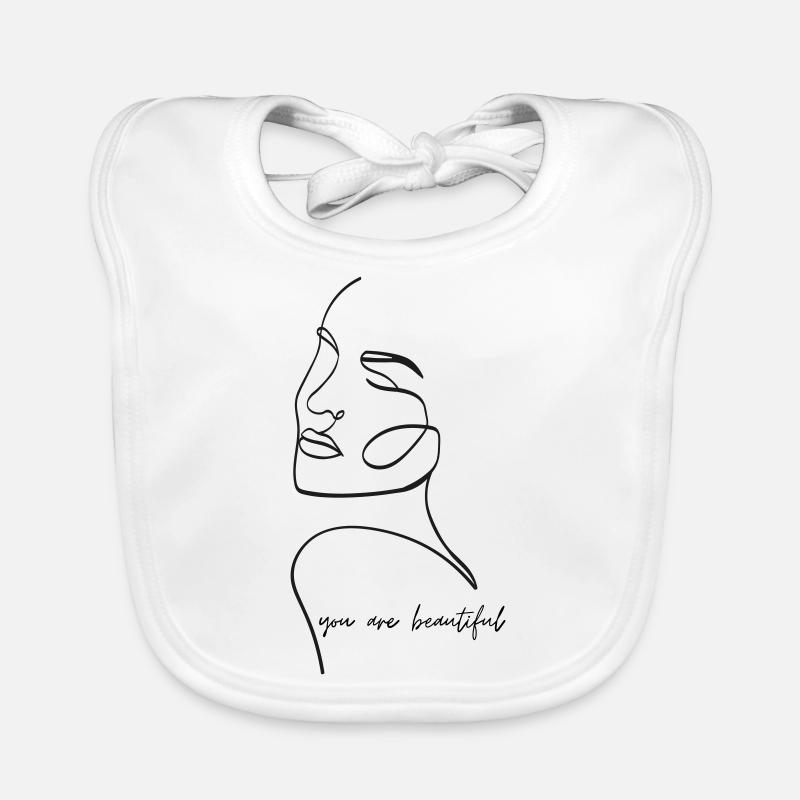 Vous êtes belle - Visage Line Art Bavoir bio Bébé