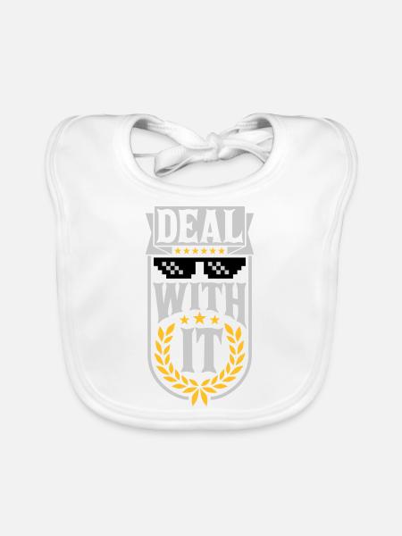 Deal with it Lorbeerkranz - Baby Bio-Lätzchen - Weiß - Vorne