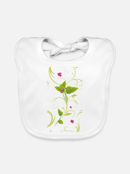 Zweig mit rosa Blüten - Baby Bio-Lätzchen - Weiß - Vorne