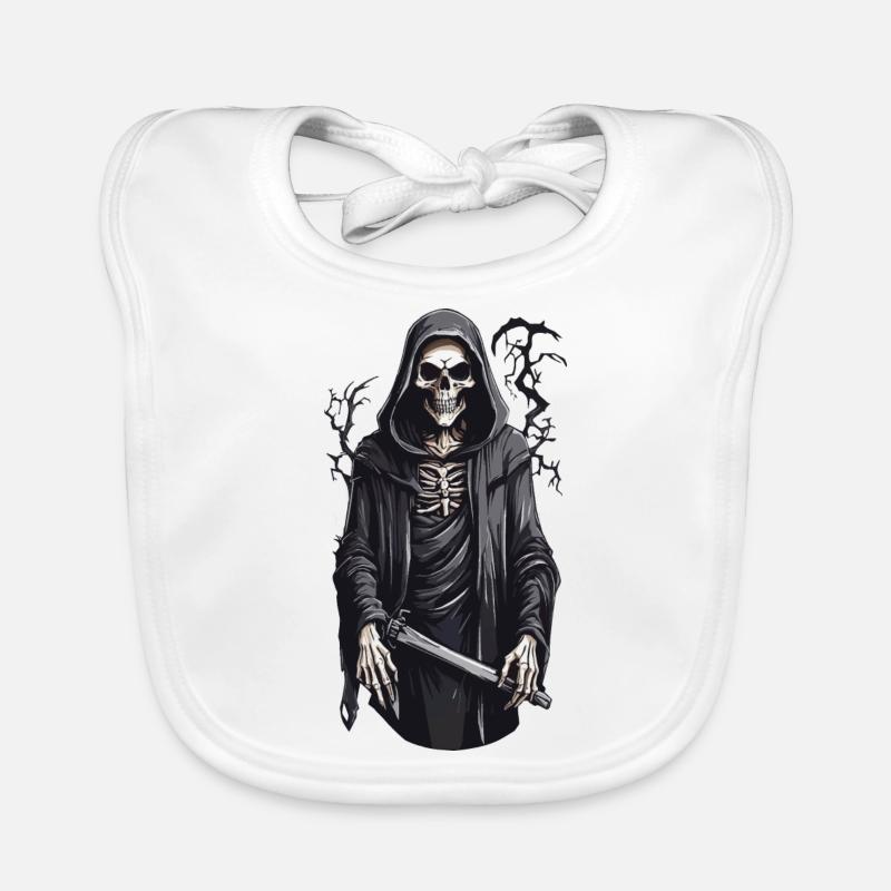 Gothic Horror Halloween Skeleton Organic Baby Bibs
