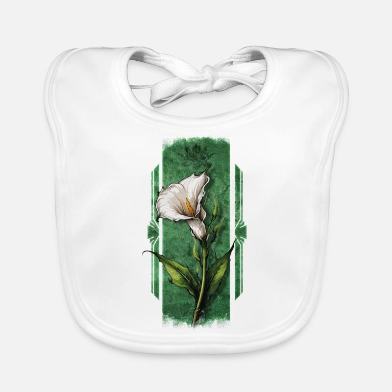 Elegant Blossoms: Calla Lily Floral Design Organic Baby Bibs