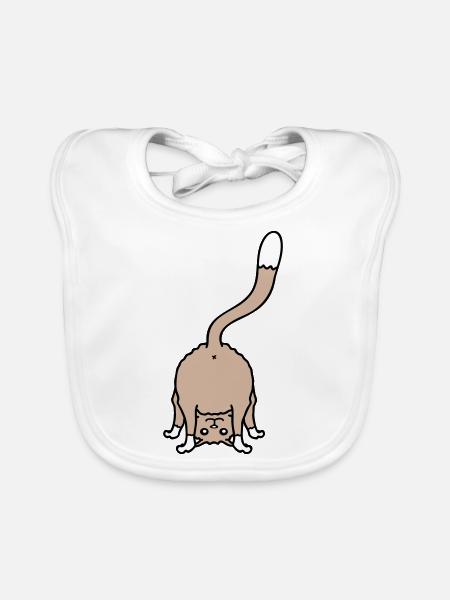 Funny Cat From Behind Shows Backside Ass Fun - Organic Baby Bibs - white - Front