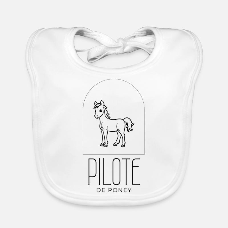 Pilote de poney - Bavoir bio Bébé - blanc