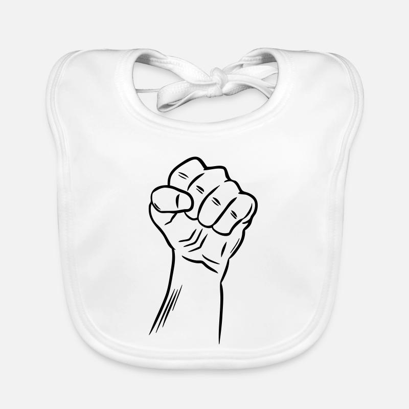 Poing / Poing levé / Révolution / Défi - Bavoir bio Bébé - blanc