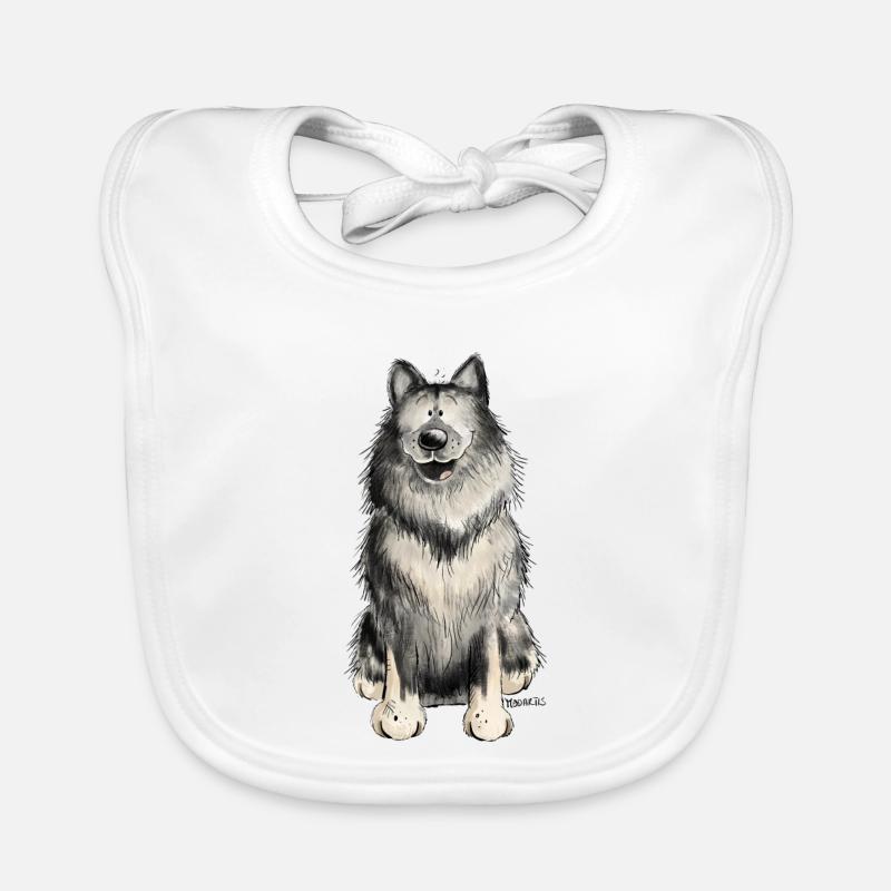 Cadeau de chien de bande dessinée heureux Wolfsspitz I Bavoir bio Bébé