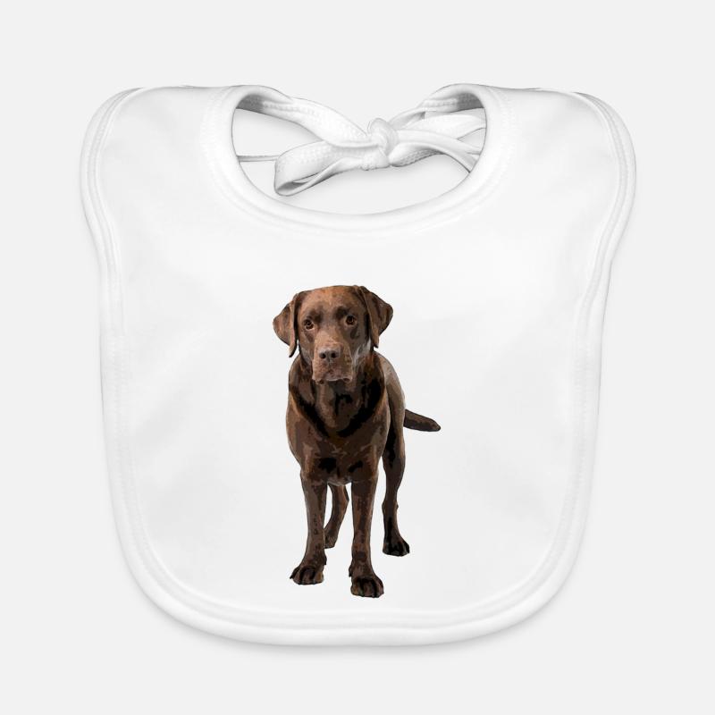 Style de bande dessinée Brown Labrador - Bavoir bio Bébé - blanc