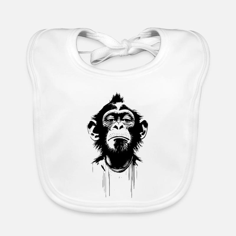 Singe imaginaire à la Banksy - Bavoir bio Bébé - blanc
