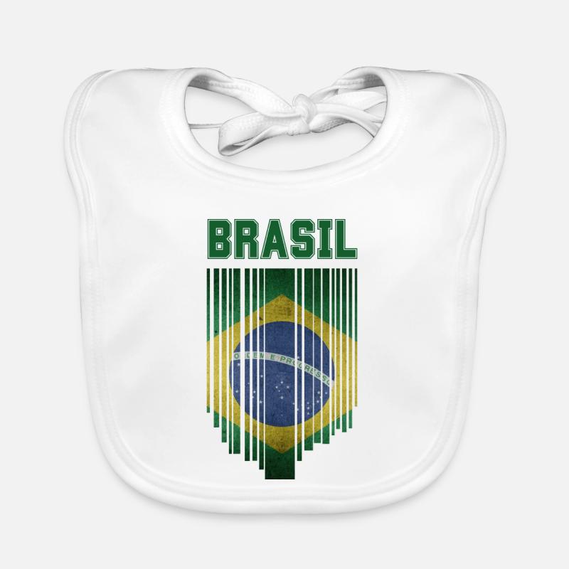 Drapeau brésilien, fierté brésilienne - Bavoir bio Bébé - blanc