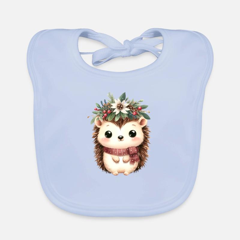 Hérisson mignon avec écharpe et couronne de Noël Bavoir bio Bébé